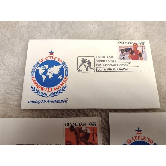 Goodwill Games 1990 Seattle Washington Set of 3 Stamps & Envelopes Unused - Picture 4 of 4